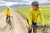 Two women cycling