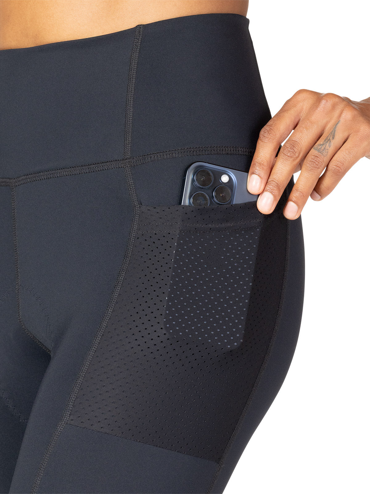 Terry Hi Rise Holster Bike Capri in color || Black