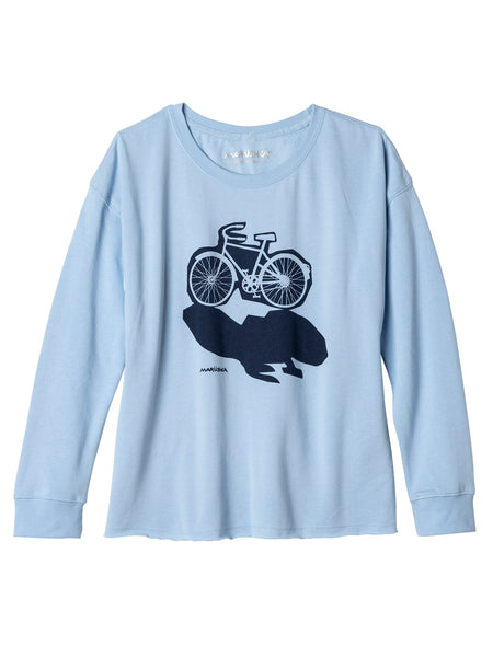Marushka Drop Shoulder Bike Print Crew in color || Sky | Bike Shadow