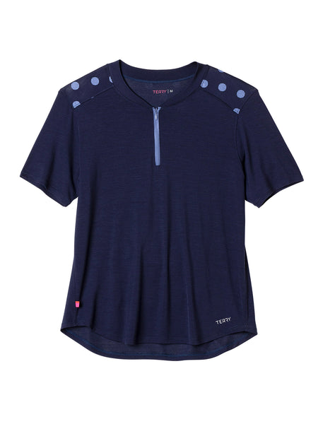 Terry Merino Short Sleeve Bike Jersey in color || Navy Dots