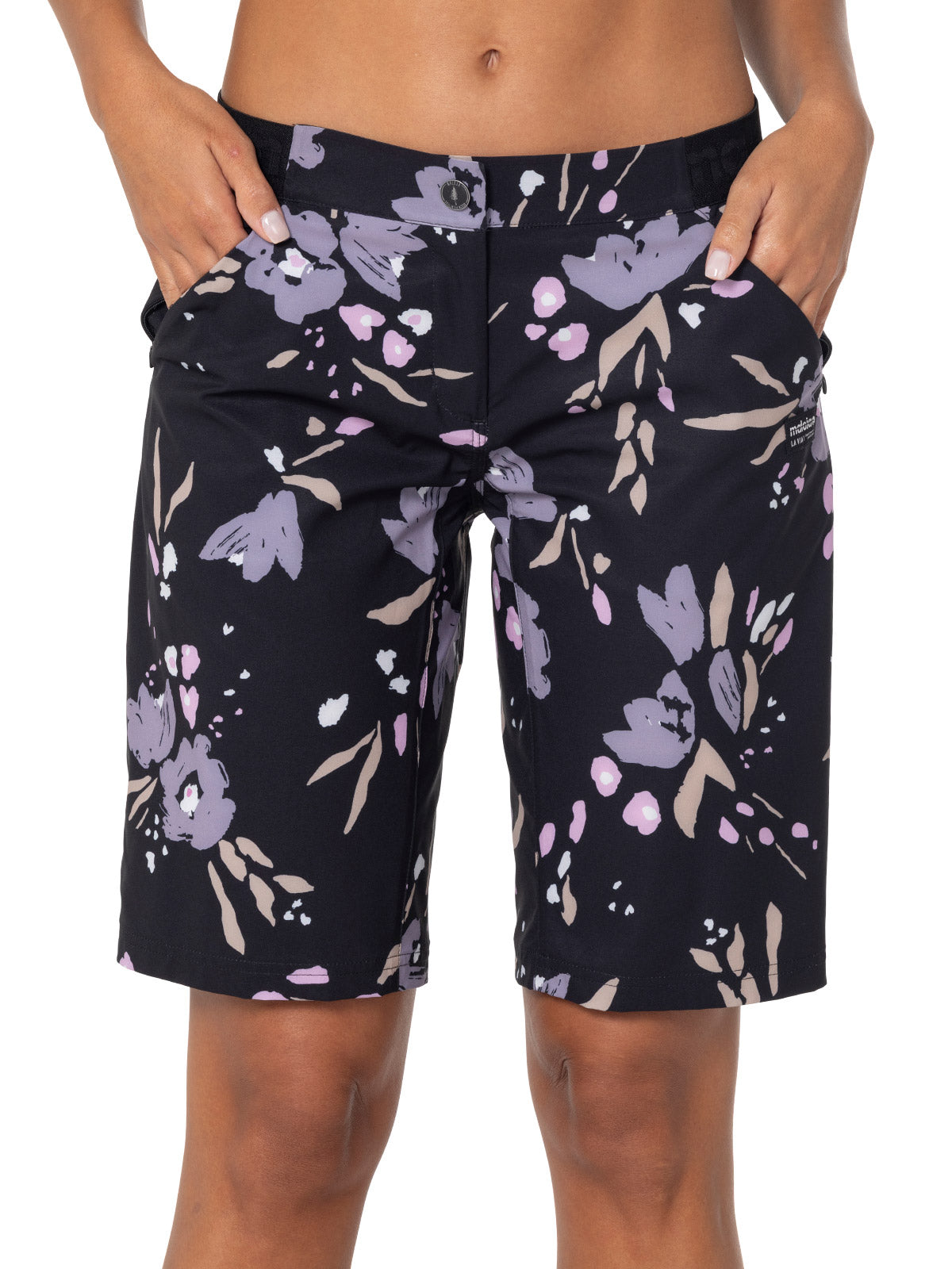 Maloja Anemona Print Bike Short in color || deep black brushflower
