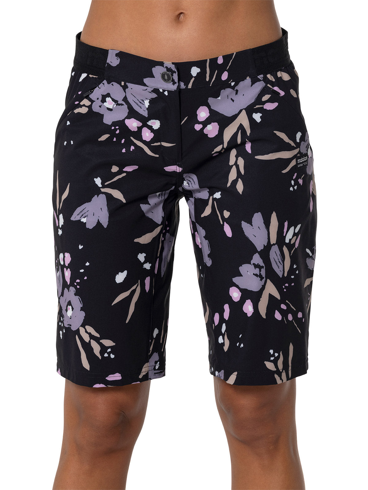 Maloja Anemona Print Bike Short in color || deep black brushflower