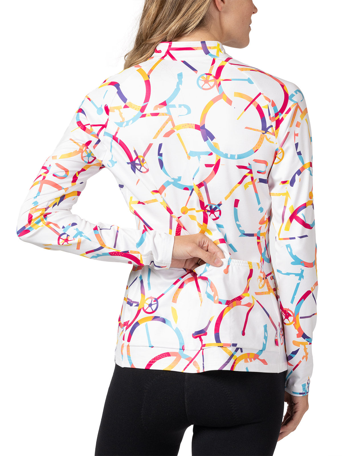 Terry Thermal Full Zip Bike Jersey in color || Streets White