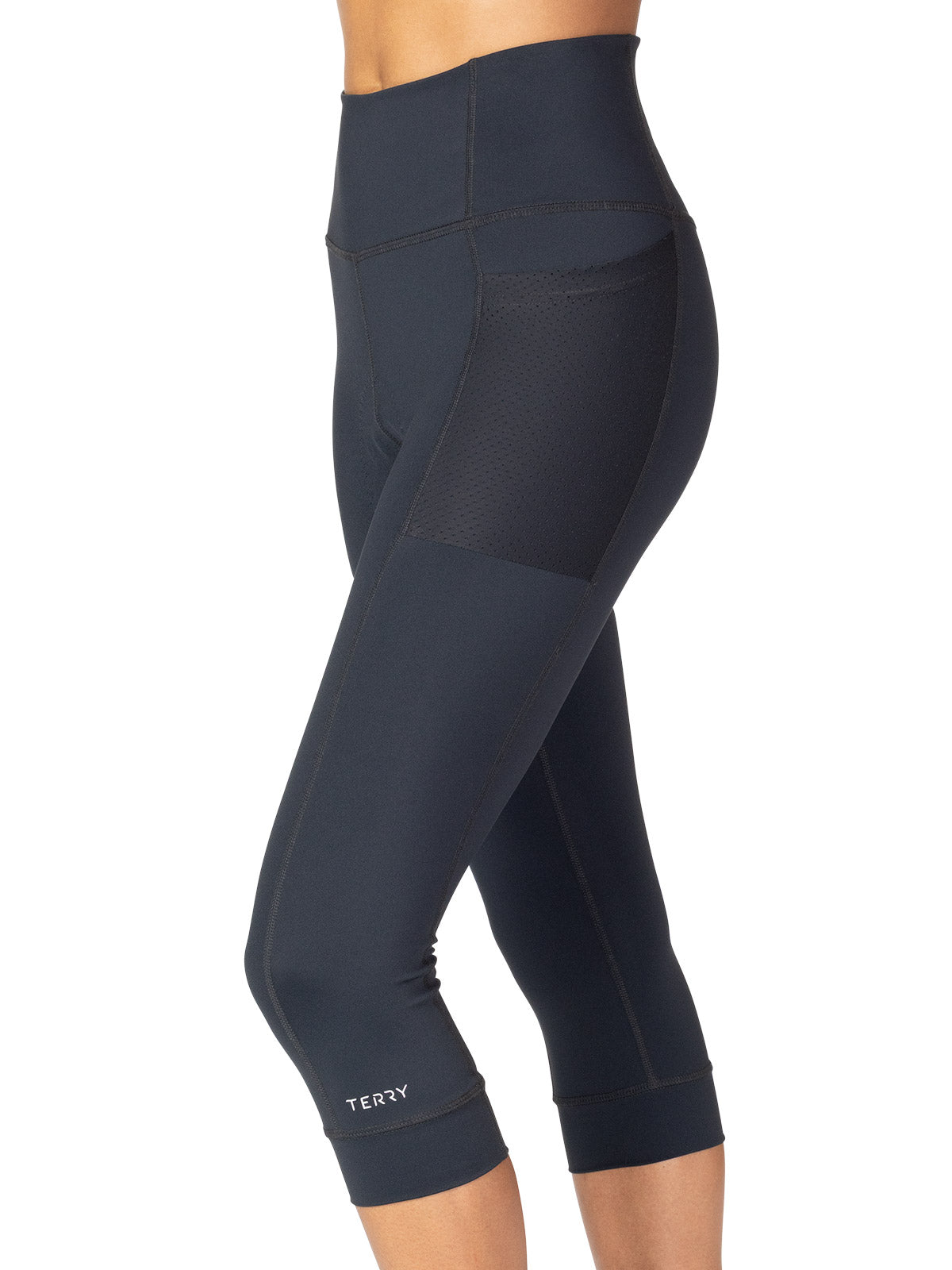 Terry Hi Rise Holster Bike Capri in color || Black