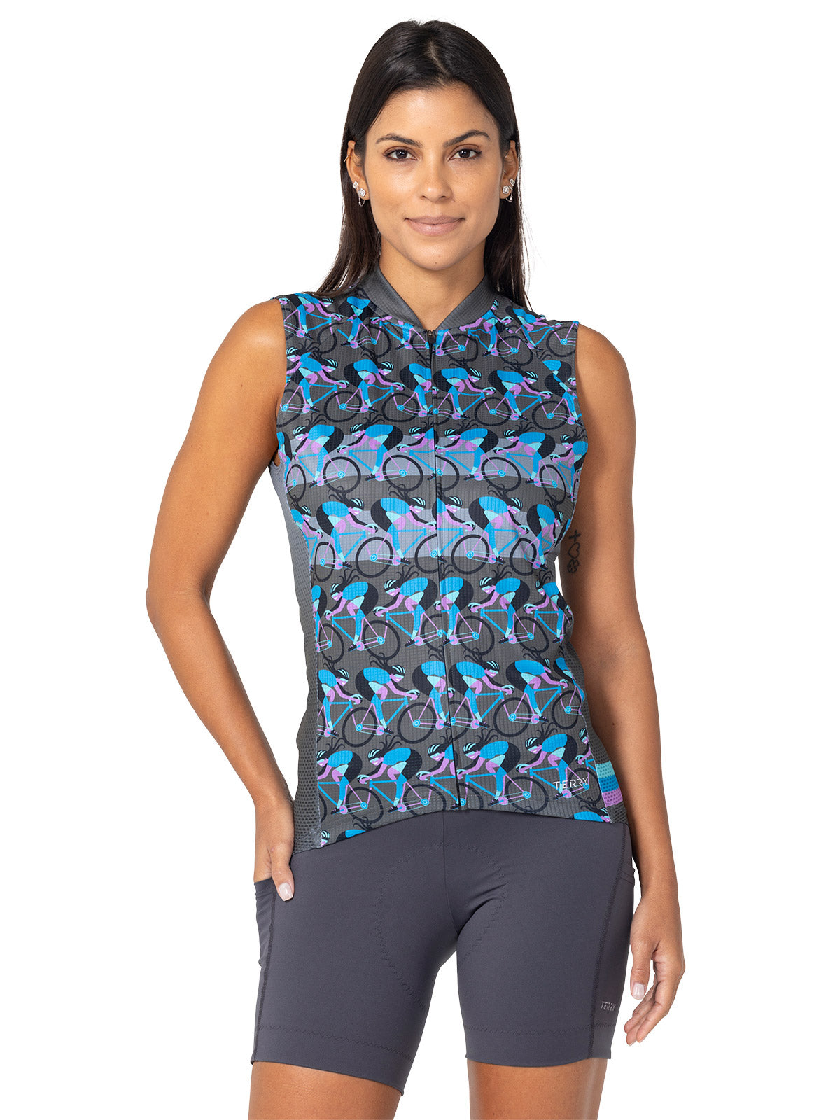Terry Signature Sleeveless Bike Jersey in color || Peloton Girl