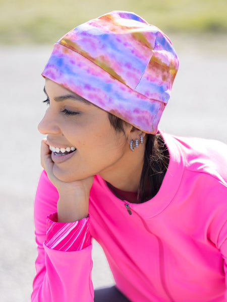Choucas Glide Lite Under Helmet Ponytail Beanie in color || Sunrise Side