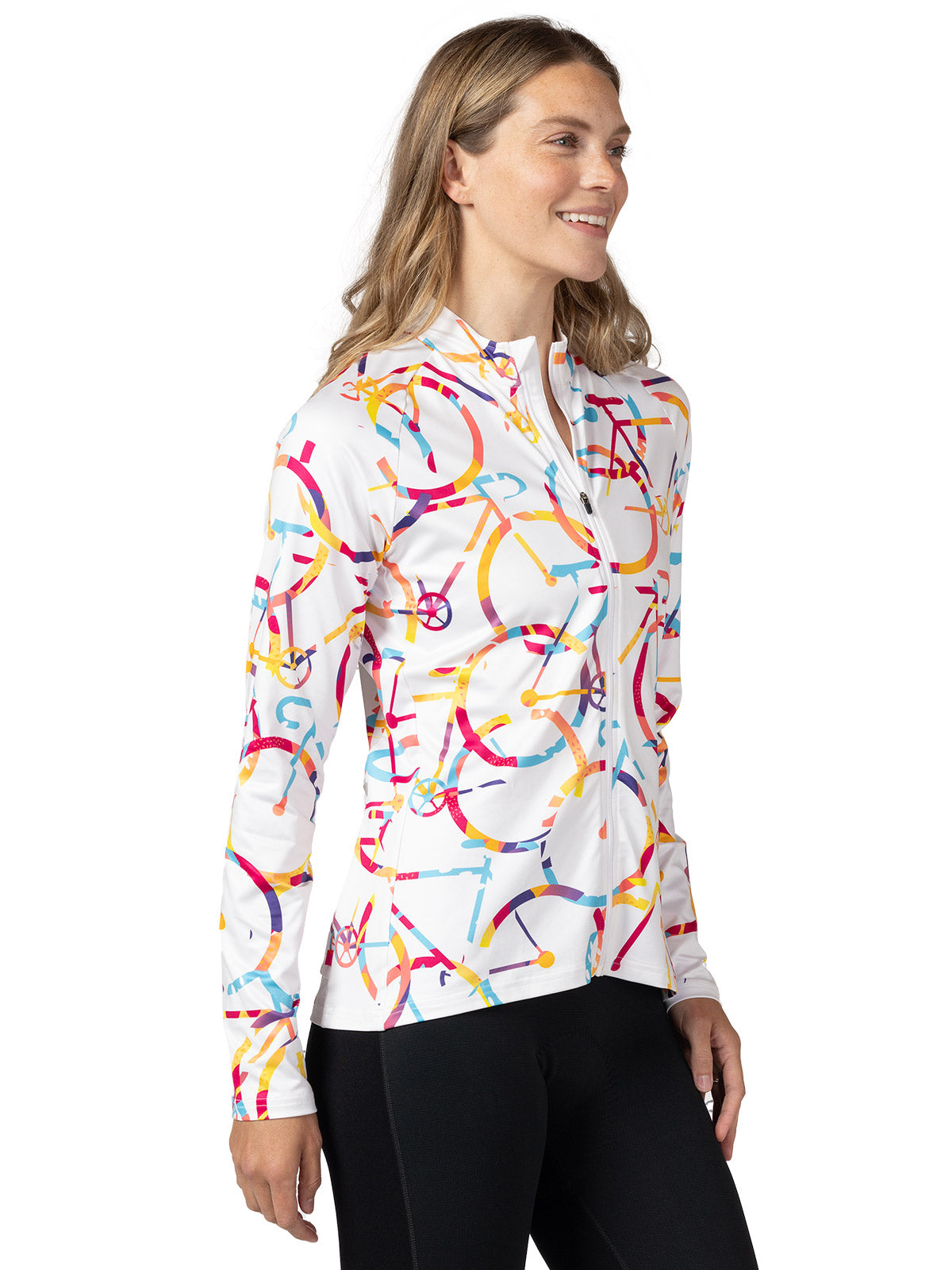 Terry Thermal Full Zip Bike Jersey in color || Streets White