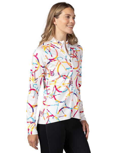 Terry Thermal Full Zip Bike Jersey in color || Streets White