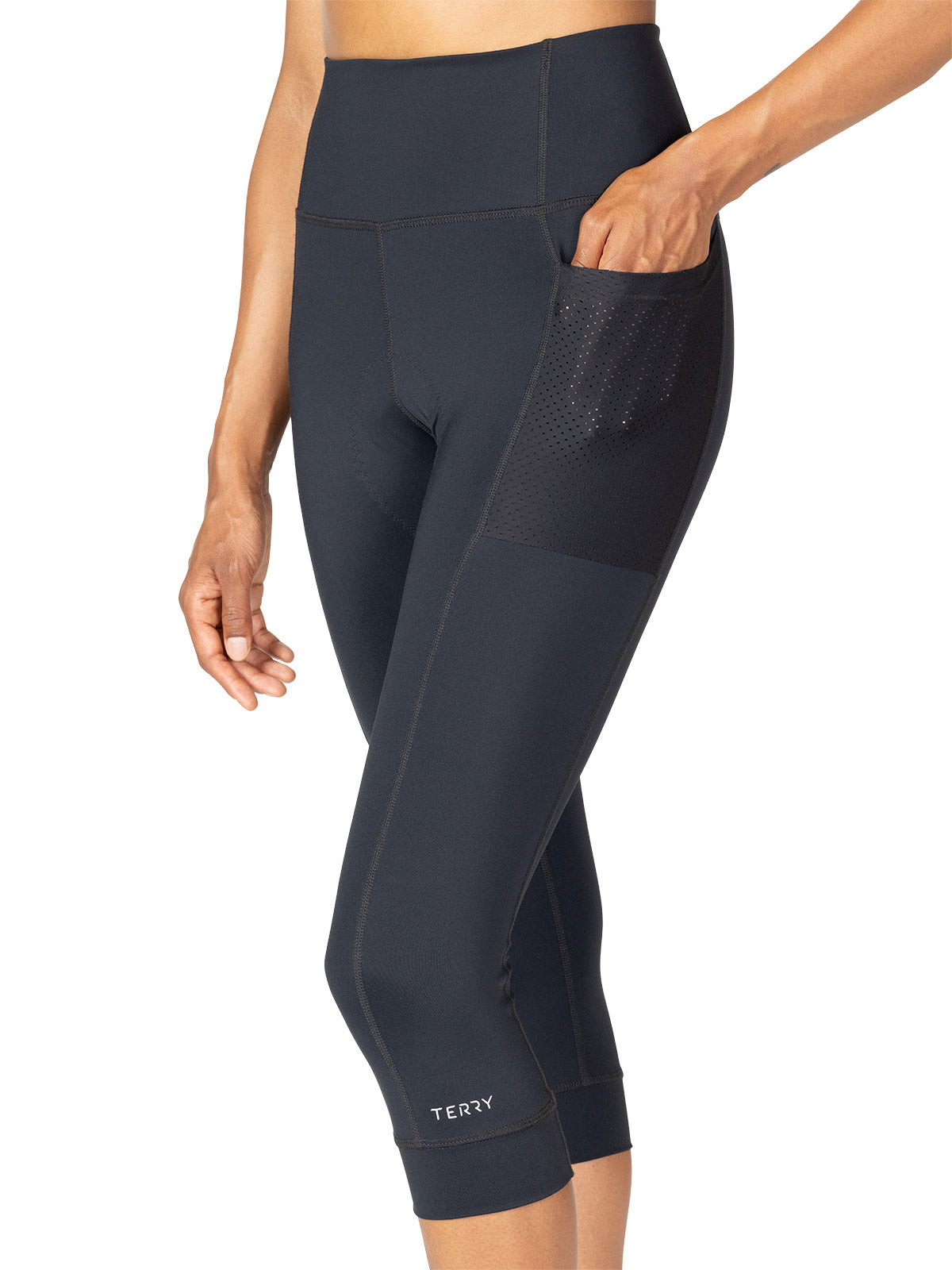 Terry Hi Rise Holster Bike Capri in color || Black