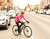 Woman riding in Urban Area