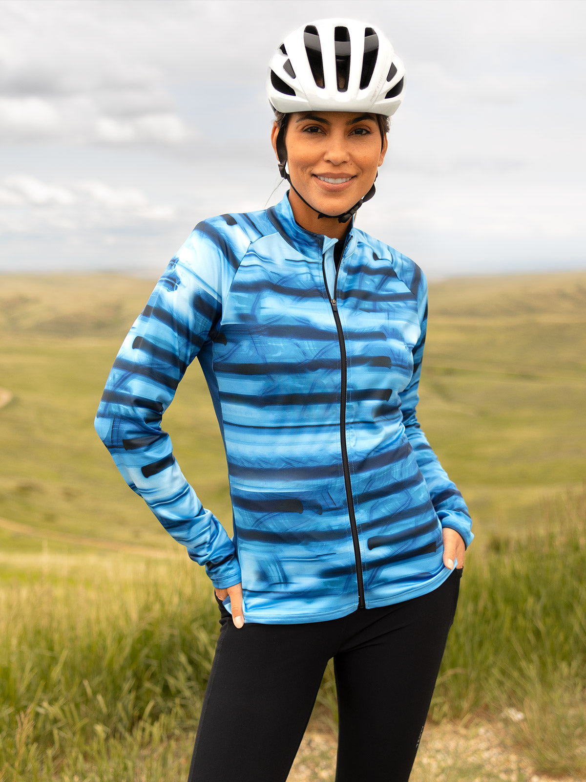 Terry Thermal Full Zip Bike Jersey in color || Blur