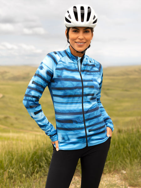 Terry Thermal Full Zip Bike Jersey in color || Blur