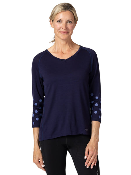 Terry Merino 3/4 Sleeve Bike Top in color || Navy