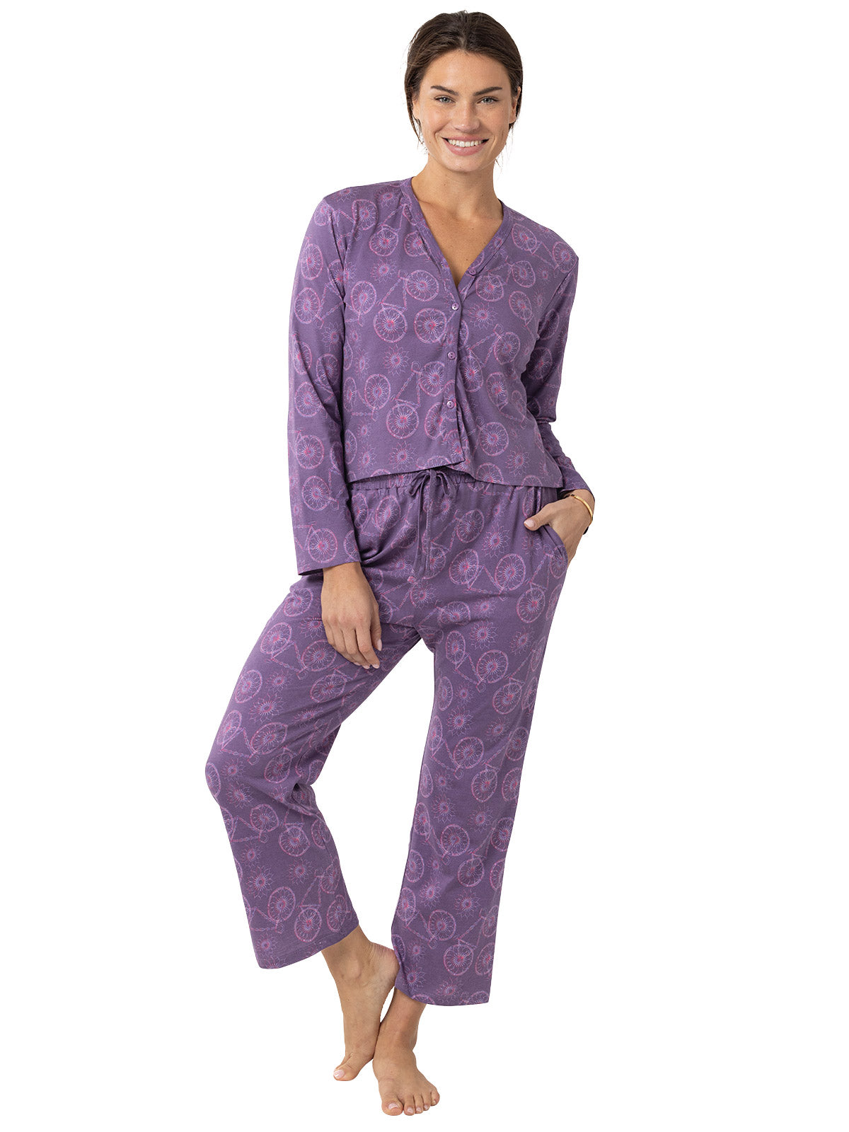 Benares PJ Crop Pant Plus in Plum Colorway