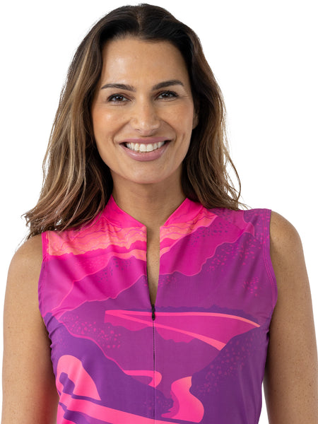 Terry Soleil Sleeveless Bike Jersey in color || Costa Rosa