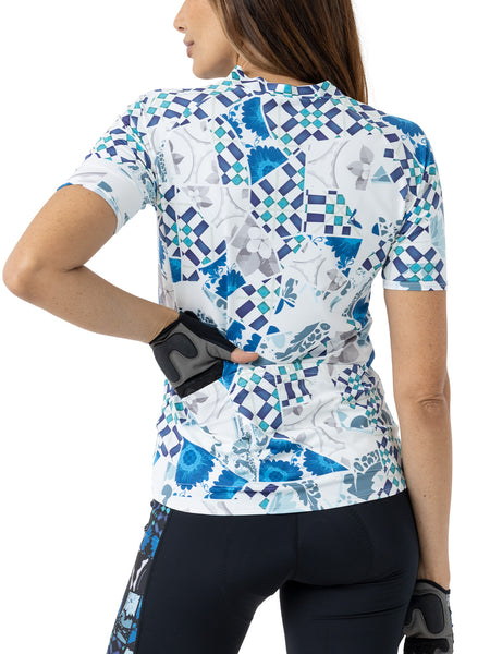 Terry Soleil Short Sleeve Bike Jersey in color || Greek Mosaic