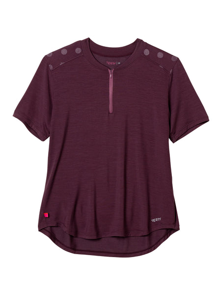 Terry Merino Short Sleeve Bike Jersey in color || Wine Dots