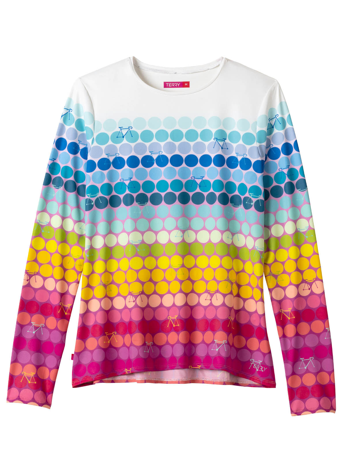 Terry Soleil Flow Long Sleeve Bike Top in Rainbow Dot Colorway