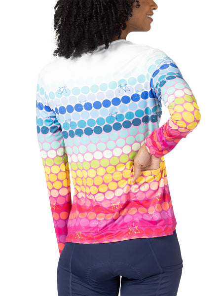 Terry Soleil Flow Long Sleeve Bike Top in color || Rainbow Dot