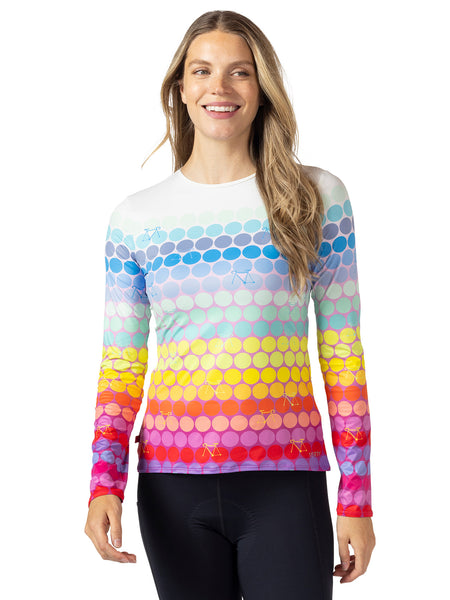 Terry Soleil Long Sleeve Bike Top in color || Rainbow Dots
