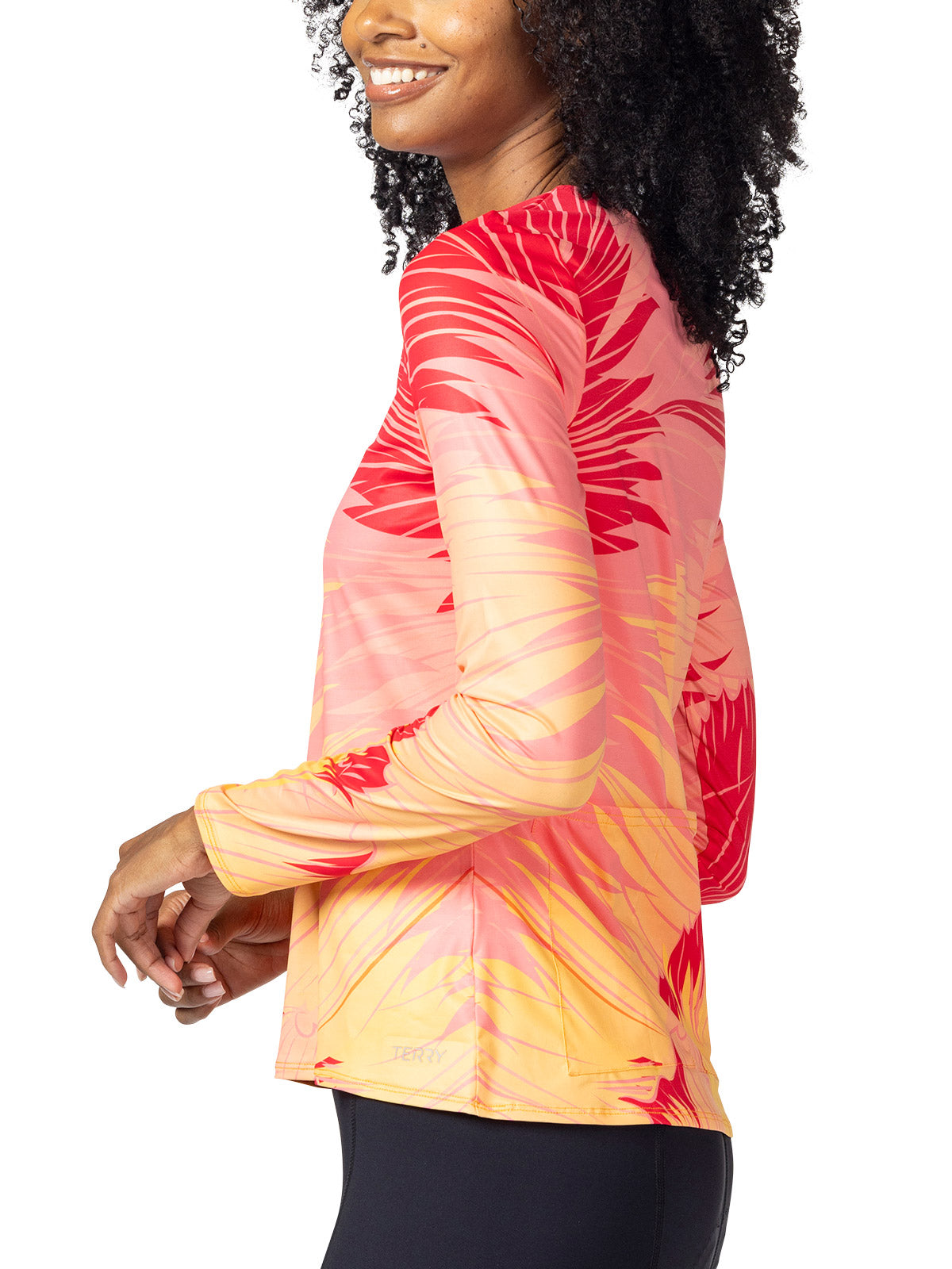 Terry Soleil Long Sleeve Bike Top in Finesse Coral Colorway