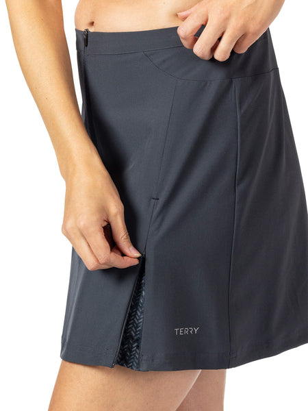 Terry Zipper Bike Skirt in color || Ebony | Herringbone