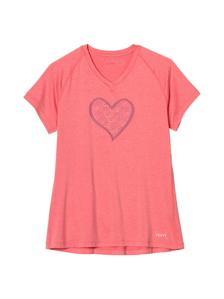 Terry Tech V Short Sleeve Bike Tee in color || Calypso Coral Pedal Pop