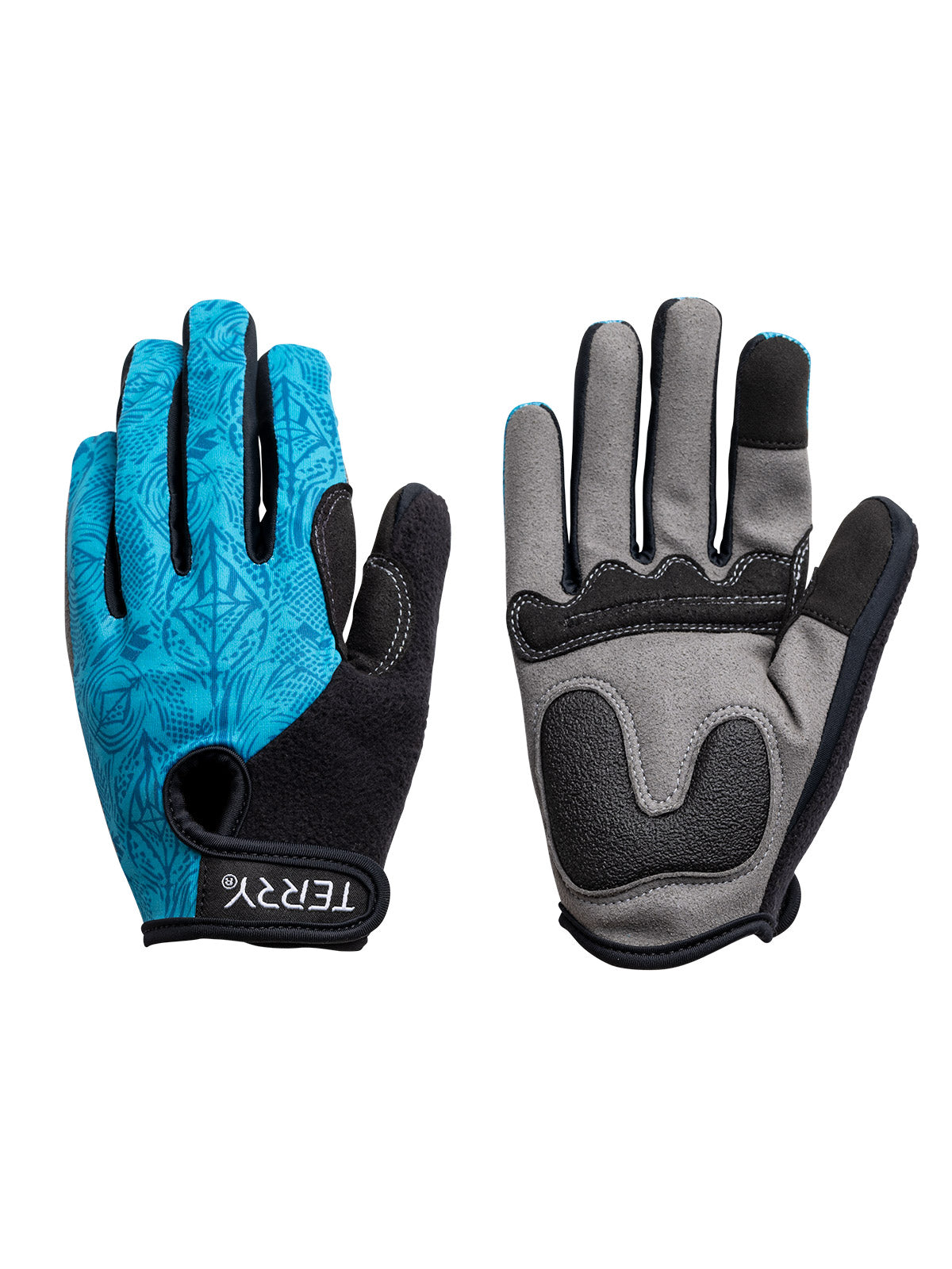 Terry Full Finger T-Gloves in color || Pedal Through Aqua