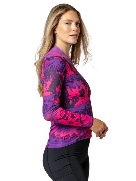 Terry Soleil Long Sleeve Bike Jersey in color || Beartooth Fuchsia