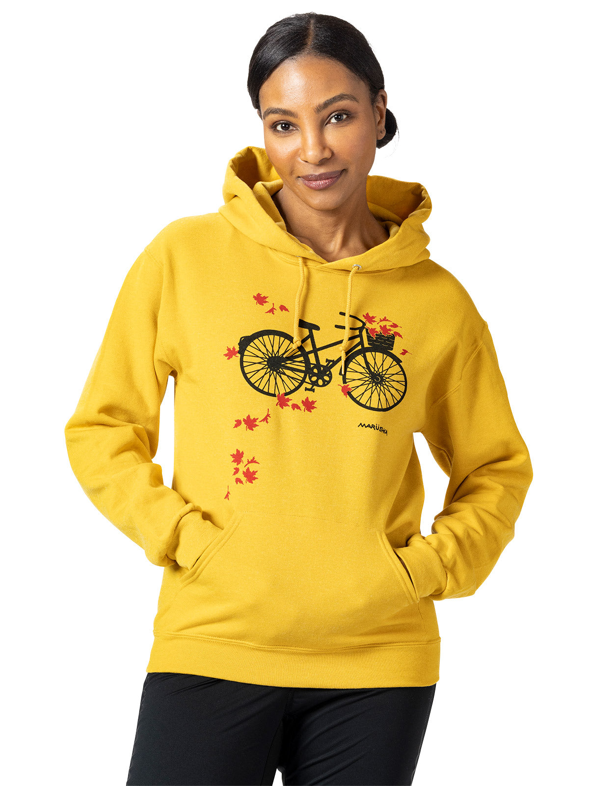 Marushka Happy Hoody Sweatshirt in Mustard Leaves Colorway