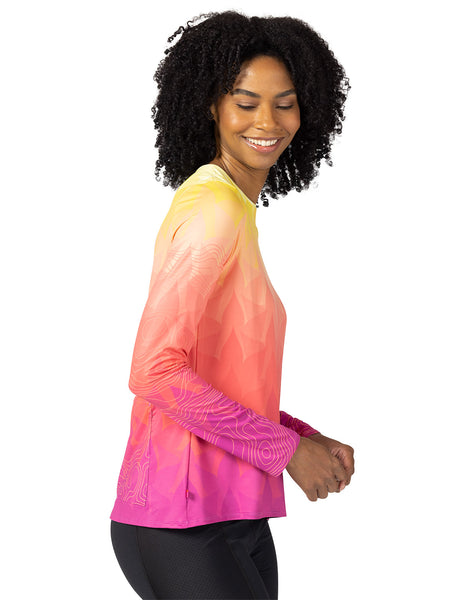 Terry Soleil Flow Long Sleeve Bike Top in color || Topo Leaf Ombre