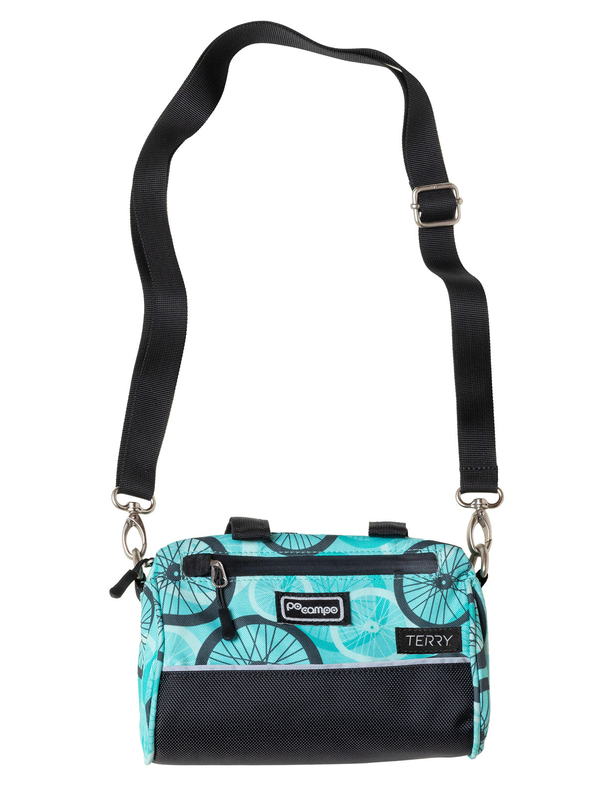 Po Campo Kinga Handlebar Bike Bag LTD in Teal Wheels Colorway