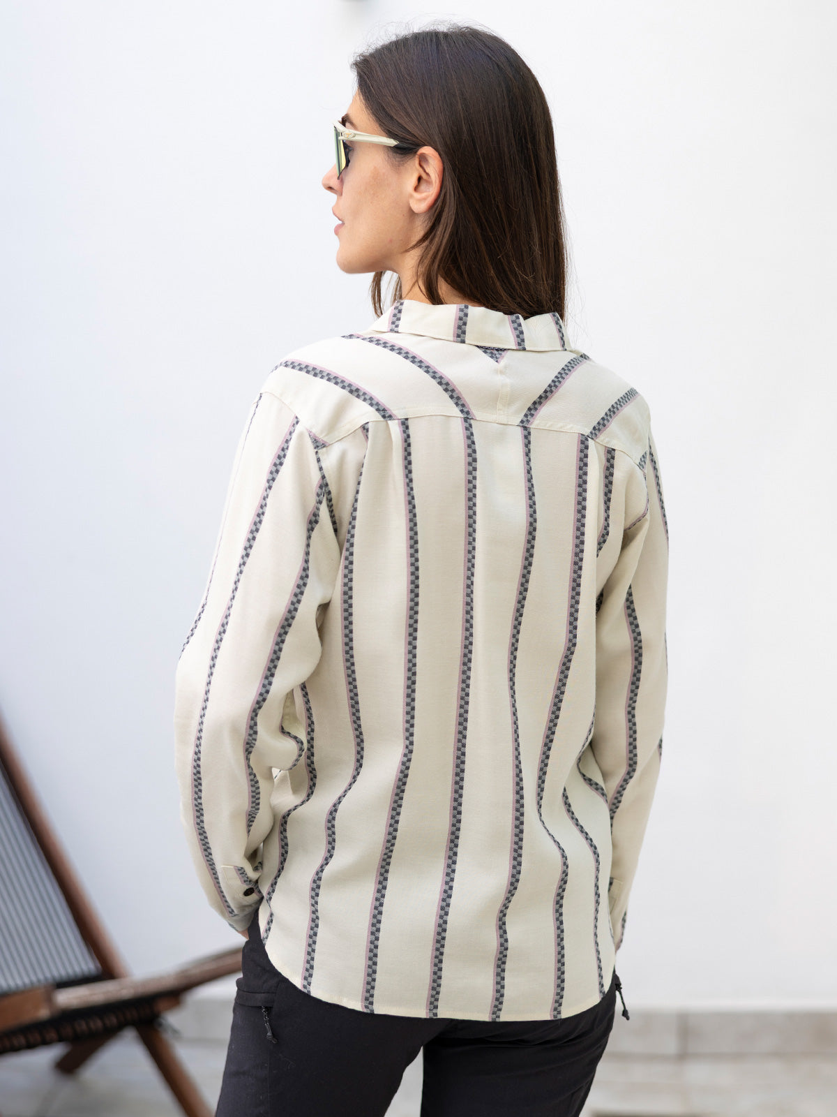 Mons Royale AT Merino LS Top in color || Bone Stripe