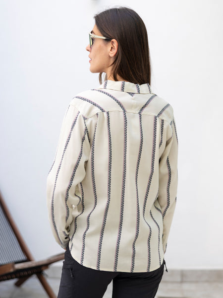 Mons Royale AT Merino LS Top in color || Bone Stripe
