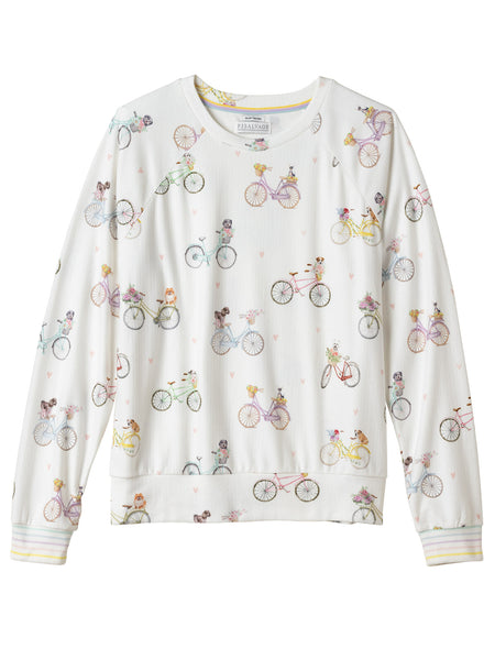 PJ Salvage Floral Market L/S PJ Top in color || Ivory