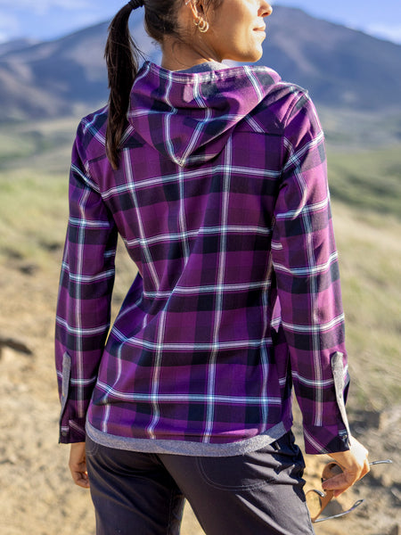 Club Ride Pop Over Flannel Bike Hoody in color || Blackened Purple