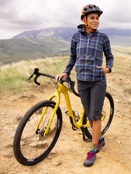 Club Ride Pop Over Flannel Bike Hoody in color || Deep Blue