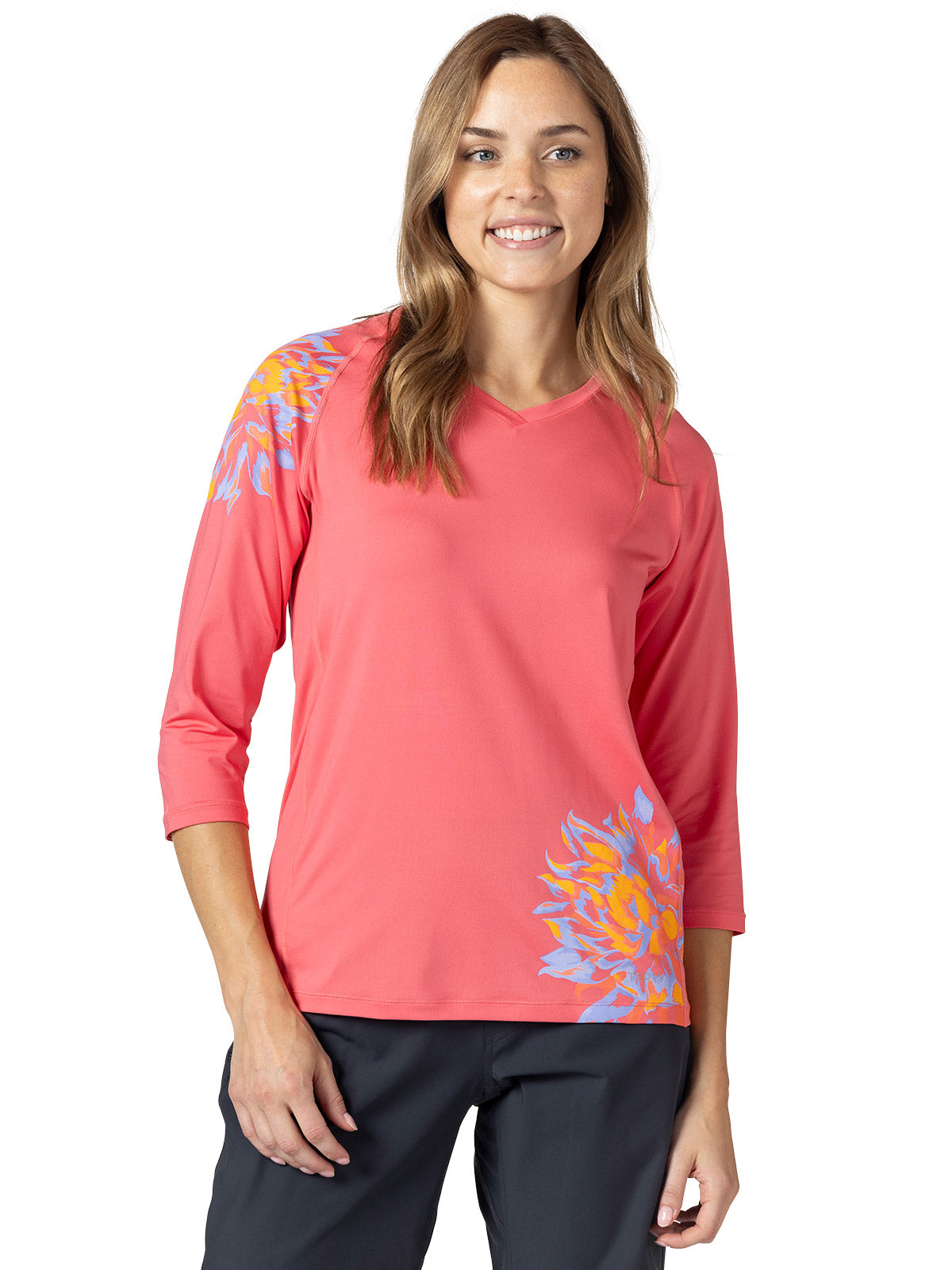 Terry Rover 3/4 Sleeve Bike Top in color || Coral | Chroma