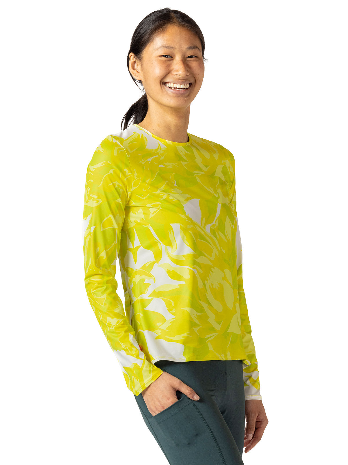 Terry Soleil Long Sleeve Bike Top in Chartreuse Colorway