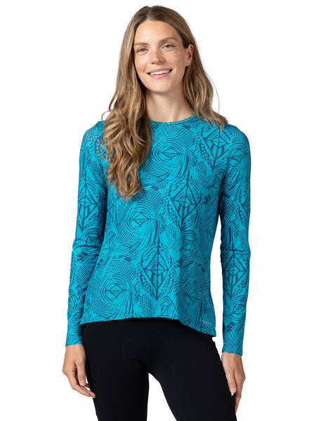 Terry Soleil Flow Long Sleeve Bike Top in color || Pedal Through Aqua