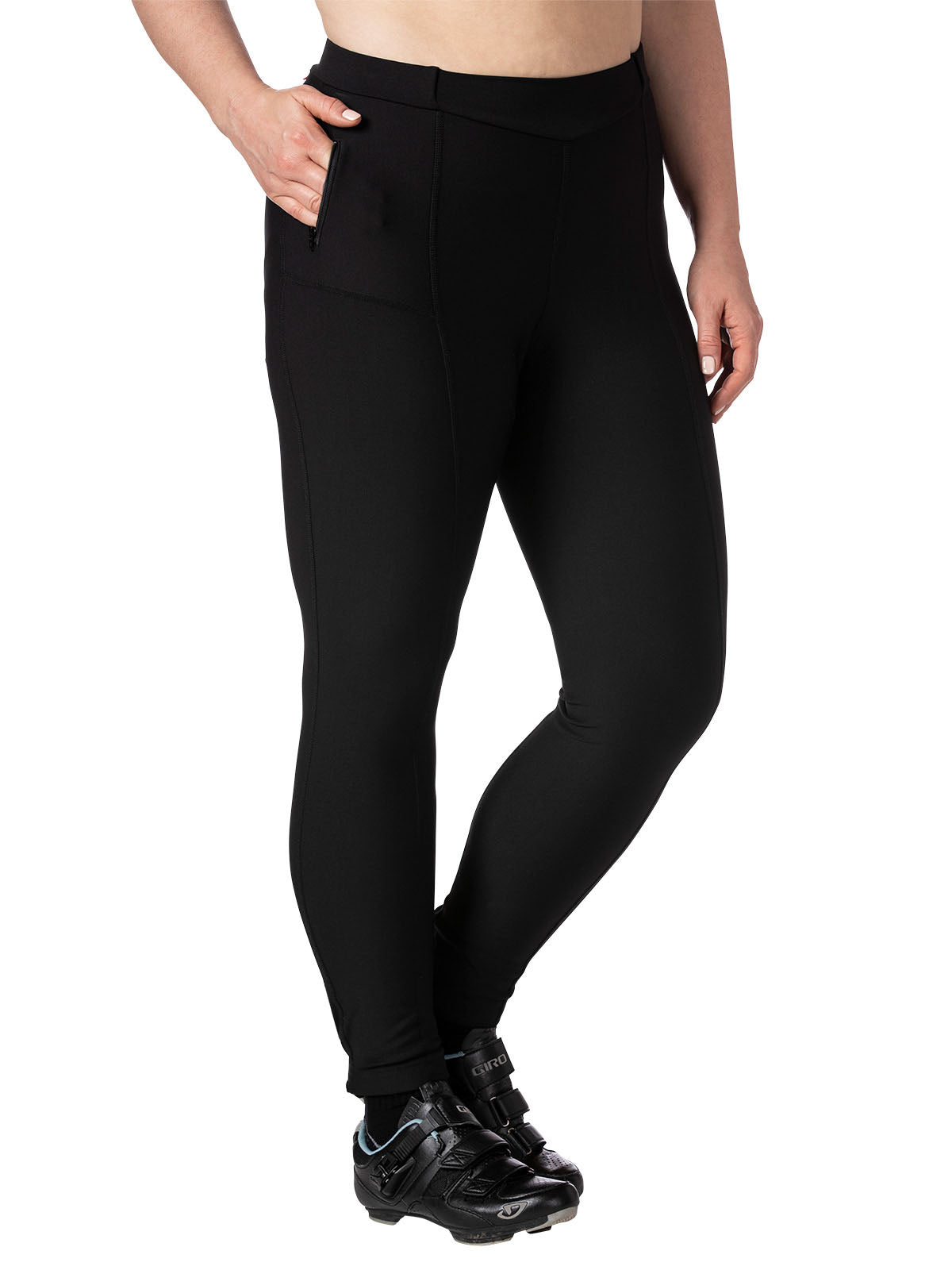 Terry Coolweather Bike Tight Plus Size in Black Colorway