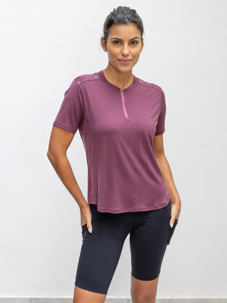 Terry Merino Short Sleeve Bike Jersey in color || Wine Dots