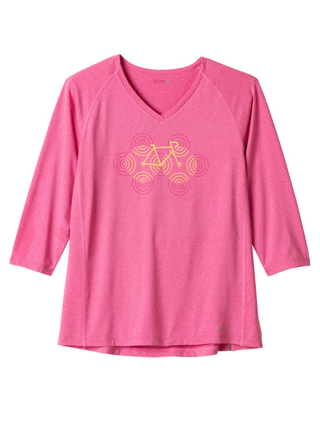 Terry Rover 3/4 Sleeve Top in color || Pink Heather | Optibike