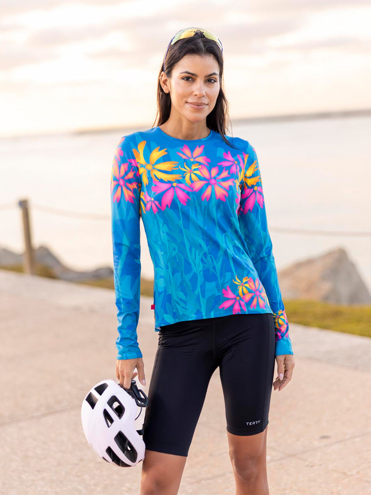 Terry Soleil Long Sleeve Bike Top in color || Catalan