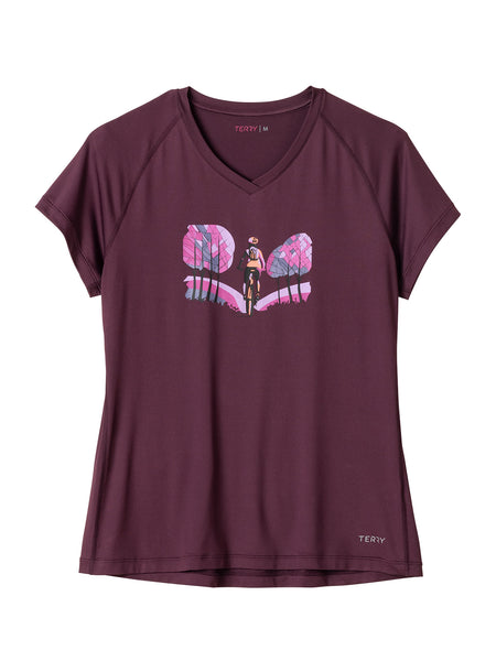 Terry Tech V Short Sleeve Bike Top in color || Wine | Lost & Found