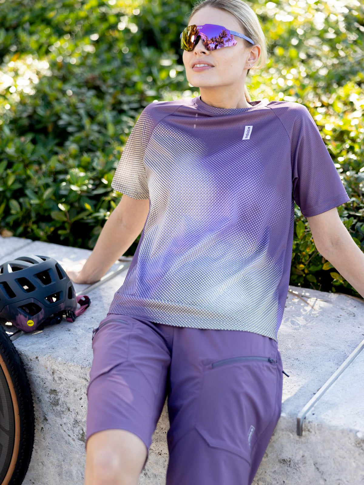 Maloja Oshaka Bike Tee in color || Stormy Lilac Bloom