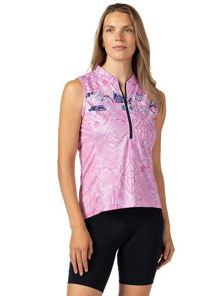 Terry Breakaway Mesh Sleeveless Bike Jersey Plus in color || Pedal Through Pink