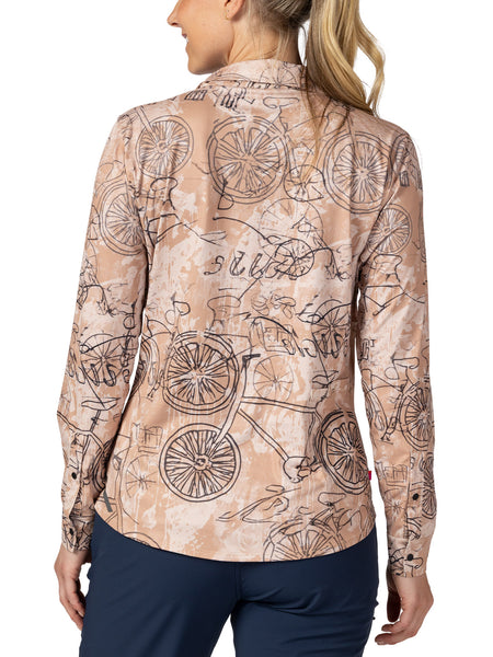 Terry Venture Long Sleeve Bike Top in color || Da Vinci Sepia