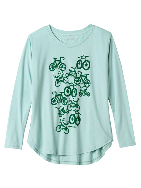 Marushka Hi Lo Bike Graphic Tee in color || Sea Glass Bike of Ages