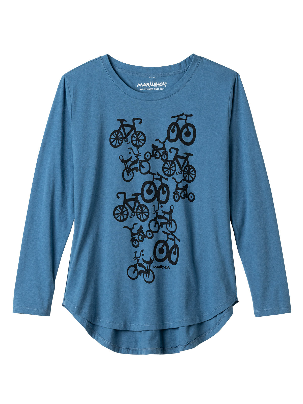 Marushka Hi Lo Bike Graphic Tee in color || Indigo Bike of Ages